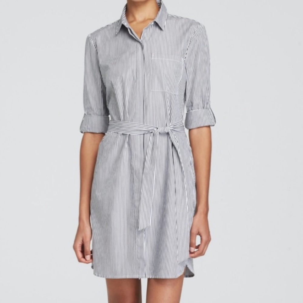 Dylan Gray Stripe Cotton Poplin Button Down Shirt Dress Women’s XS